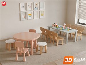 Kid's table and chairs Skp Files 